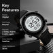 Digital Watch for Men with Black Leather Strap and Round Dial for Casual & Formal Wear