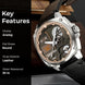 Analog Watch for Men with Black Leather Strap and Round Dial for Casual & Formal Wear