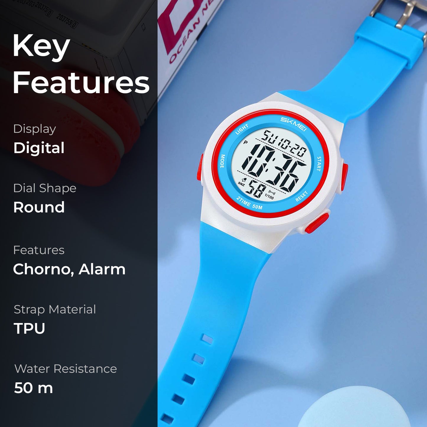 Skmei Digital Dial TPU Strap Watch for Kids - 2286