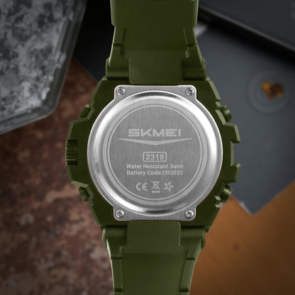 Rugged Digital Sports Watch with Dual Time Display for men