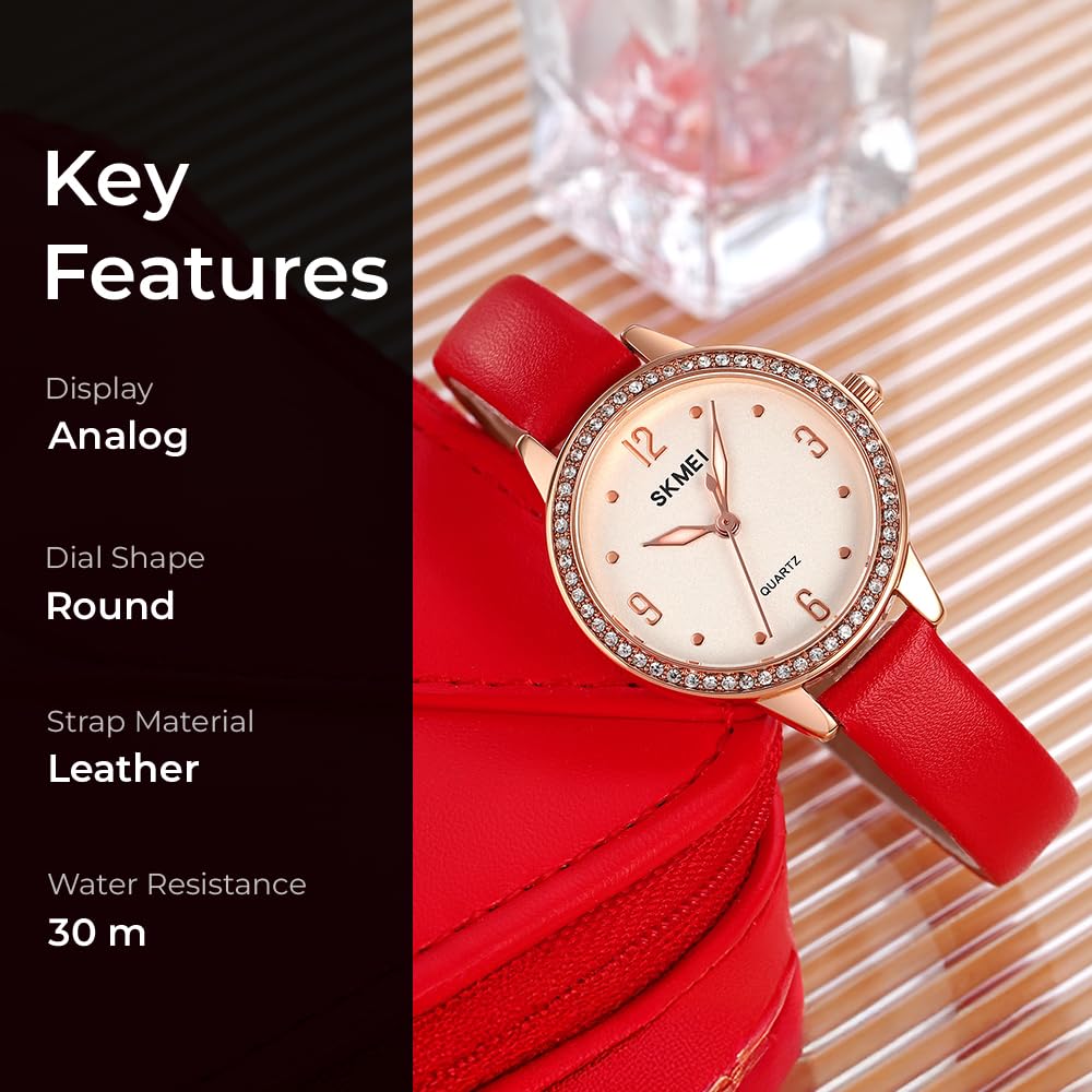 Elegant Women Wristwatch with Sparkling Rhinestone Bezel and Textured Strap