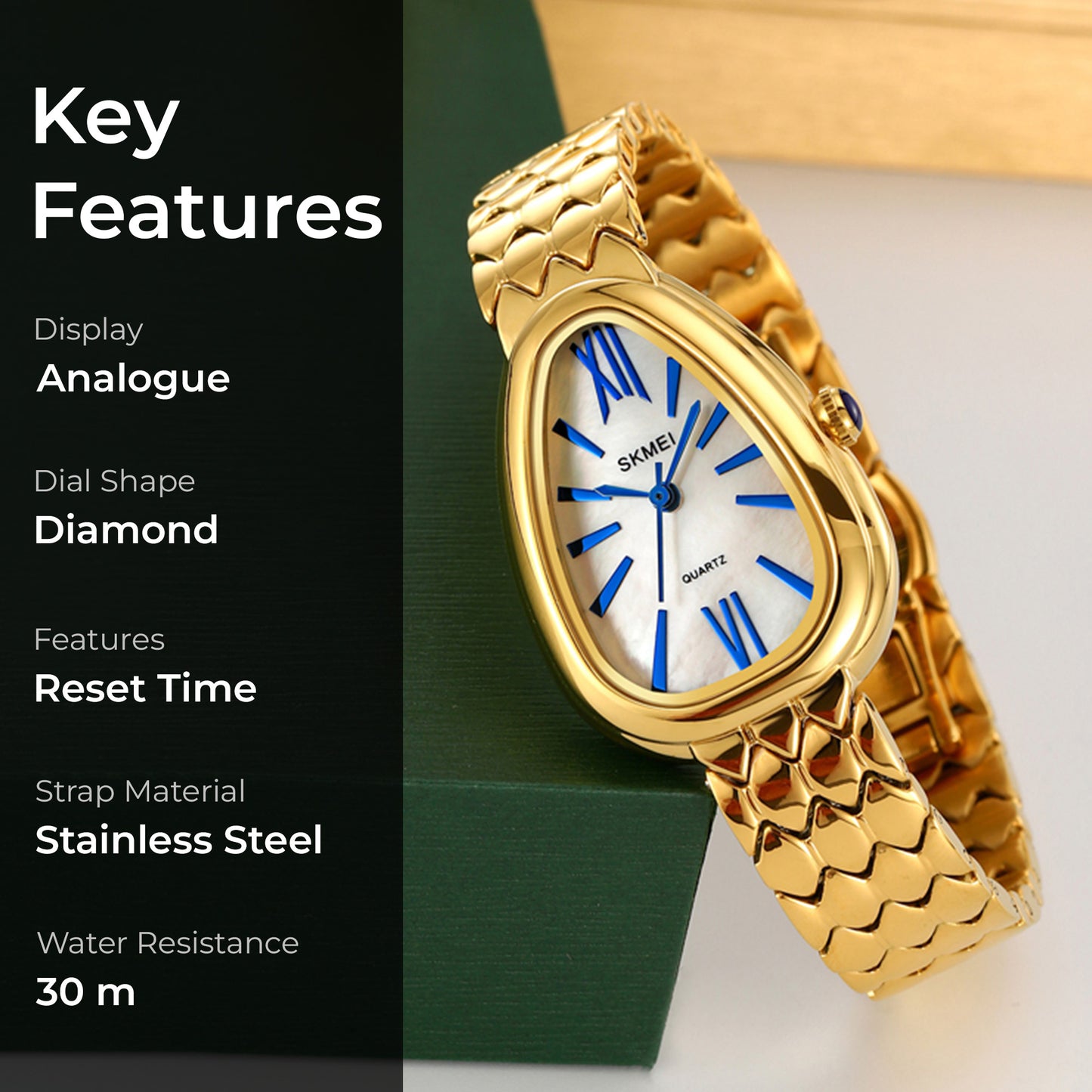 Skmei Quartz Analog Dial Stainless Steel Strap Watch for Women - 2332