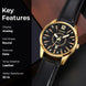 Analog Watch for Men with Black Leather Strap and Round Dial for Casual & Formal Wear
