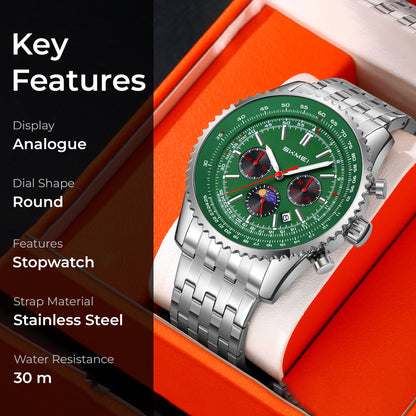 Skmei Quartz Analog Dial Stainless Steel Strap Watch for Men - 9348