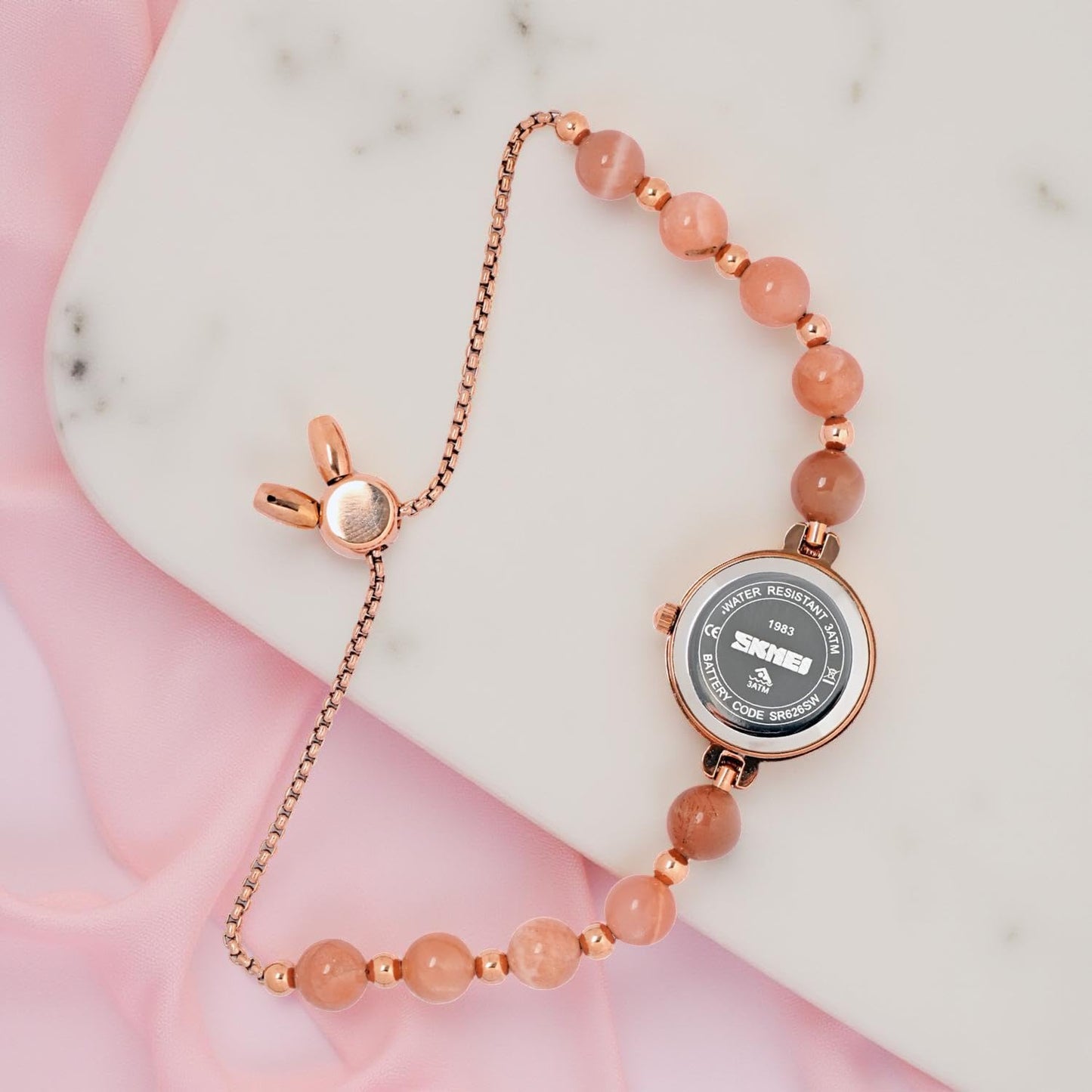 Elegant Pearl Chain Analog Watch for Women with Premium Rose Gold Finish and Adjustable Bracelet Design