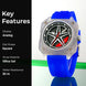 Rolling Watch for Men with Blue Silicone Strap and Round Dial for Casual & Formal Wear