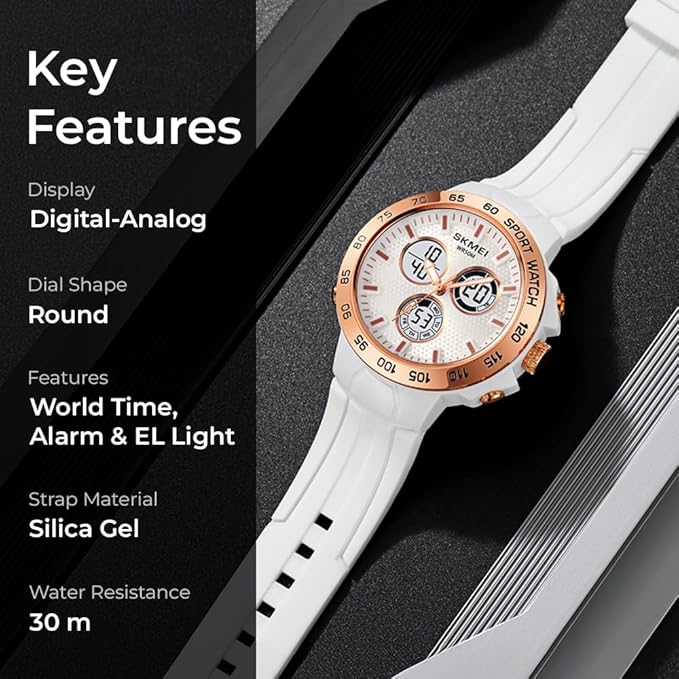 Men’s Black Sports Watch | Analog-Digital Display, Alarm, Stopwatch, Date Function, Water Resistant, Stylish Design