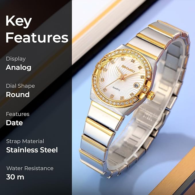 Elegant Crystal Accent Analog Watch for Women