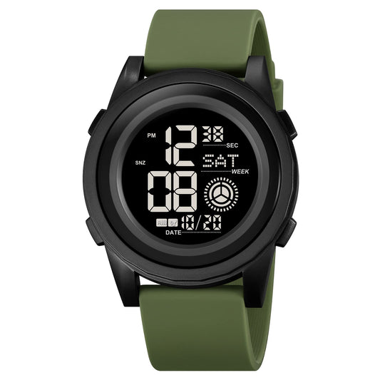 Rugged Digital Sports Wristwatch with Flexible Strap for men