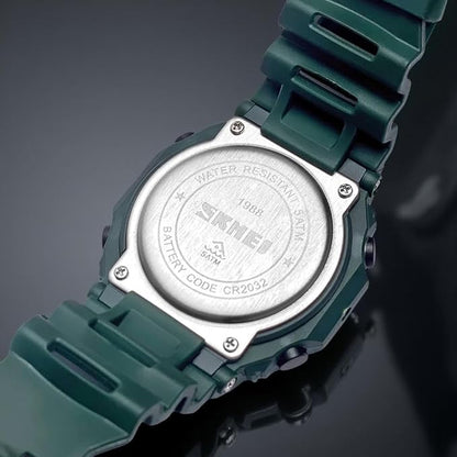 Stylish Digital Sports Watch for Men with Square Dial Dual Time Alarm Stopwatch Luminous Display and Durable Strap