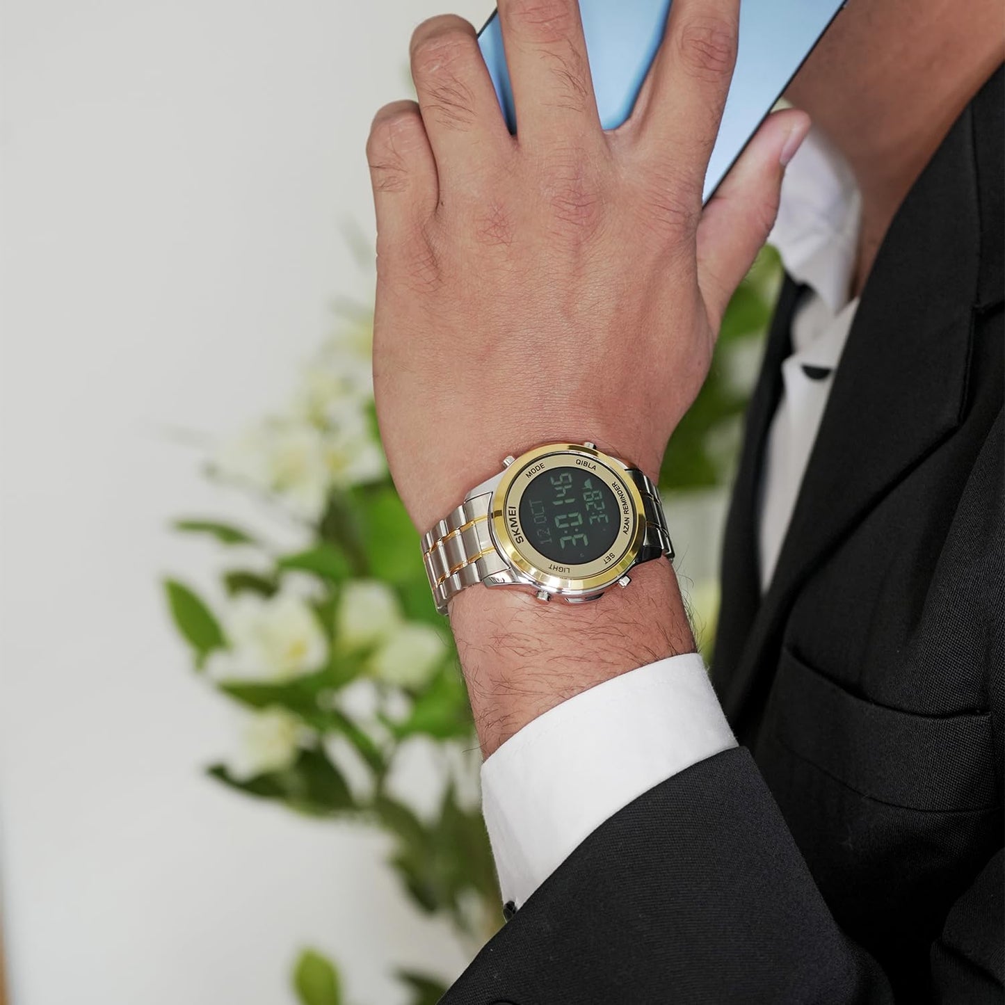Digital Watch with Stainless Steel Strap for men