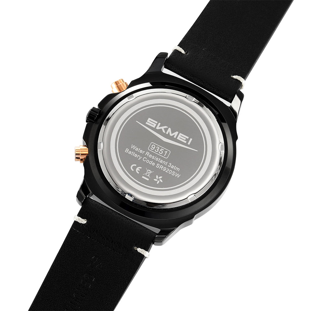 Skmei Quartz Analog Dial Leather Strap Watch for Men - 9351