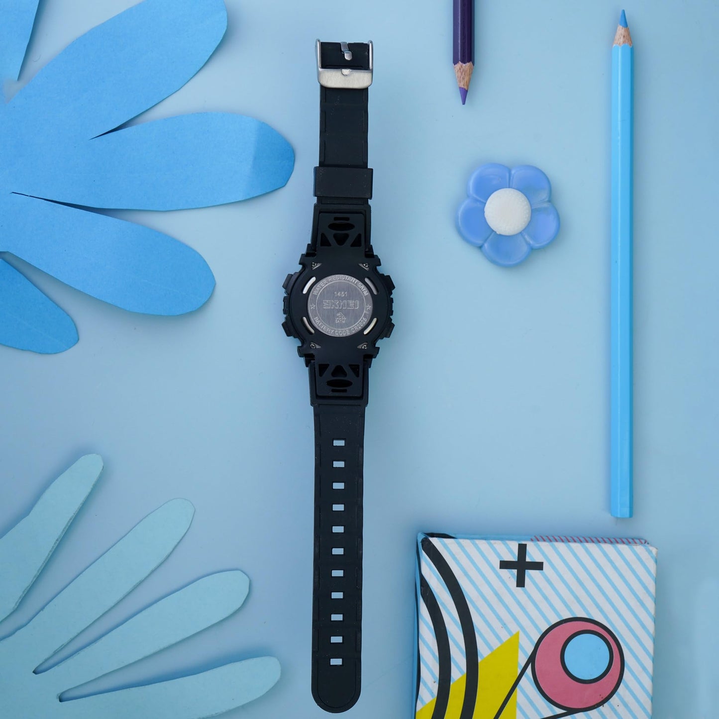 Kids Sports Multi Function Digital Watch, Multicolor Dial Sky ABS Case Kid's Watch, PU Rubber Strap Band, Waterproof LED Light Children Wristwatch