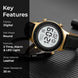Digital Watch for Men with Black Leather Strap and Round Dial for Casual & Formal Wear