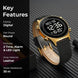 Digital Watch for Men with Black Leather Strap and Round Dial for Casual & Formal Wear