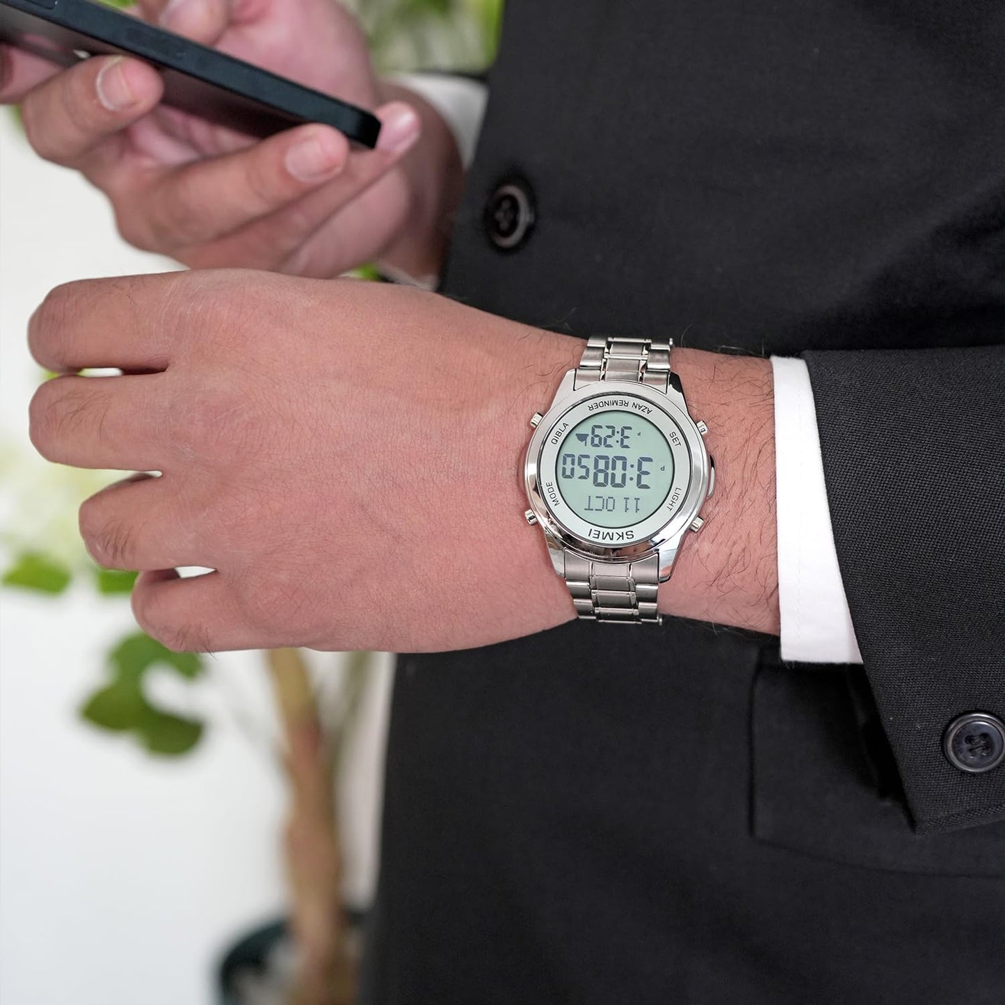 Digital Watch with Stainless Steel Strap for men