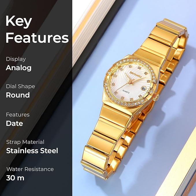 Elegant Crystal Accent Analog Watch for Women