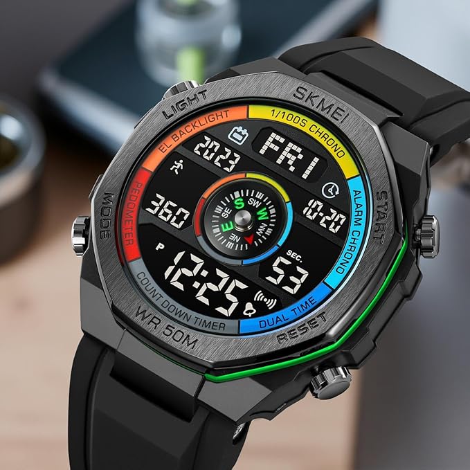 Smart Digital Sports Watch for Men with Multi Function Display and Rugged Outdoor Design