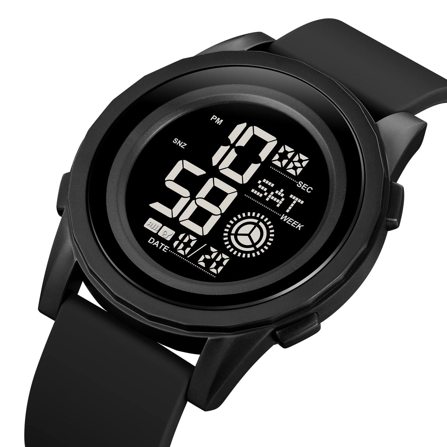 Rugged Digital Sports Wristwatch with Flexible Strap for men