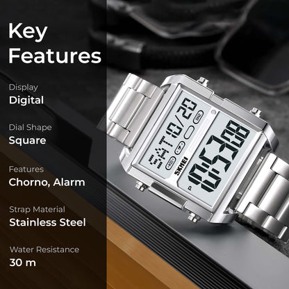 Skmei Digital Dial Stainless Steel Strap Watch for Men - 2299