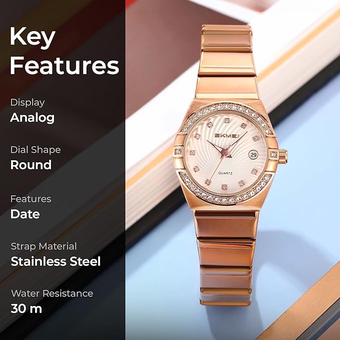 Elegant Crystal Accent Analog Watch for Women