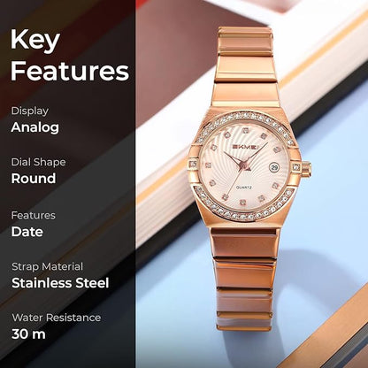 Elegant Crystal Accent Analog Watch for Women