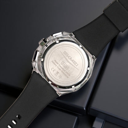 Dynamic Skeleton Dial Sport Watch with Bold Silicone Band