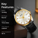 Analog Watch for Men with Black Leather Strap and Round Dial for Casual & Formal Wear