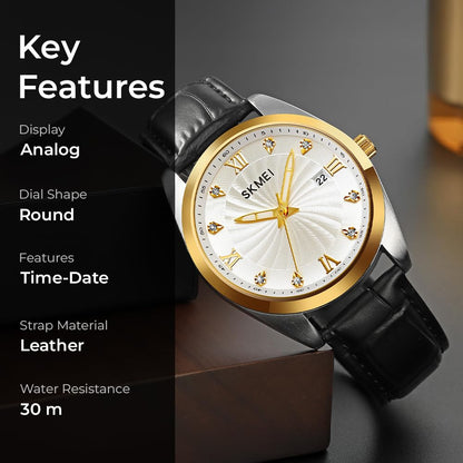 Premium Men's Analog Dress Watch Textured Dial & Embossed Leather Strap
