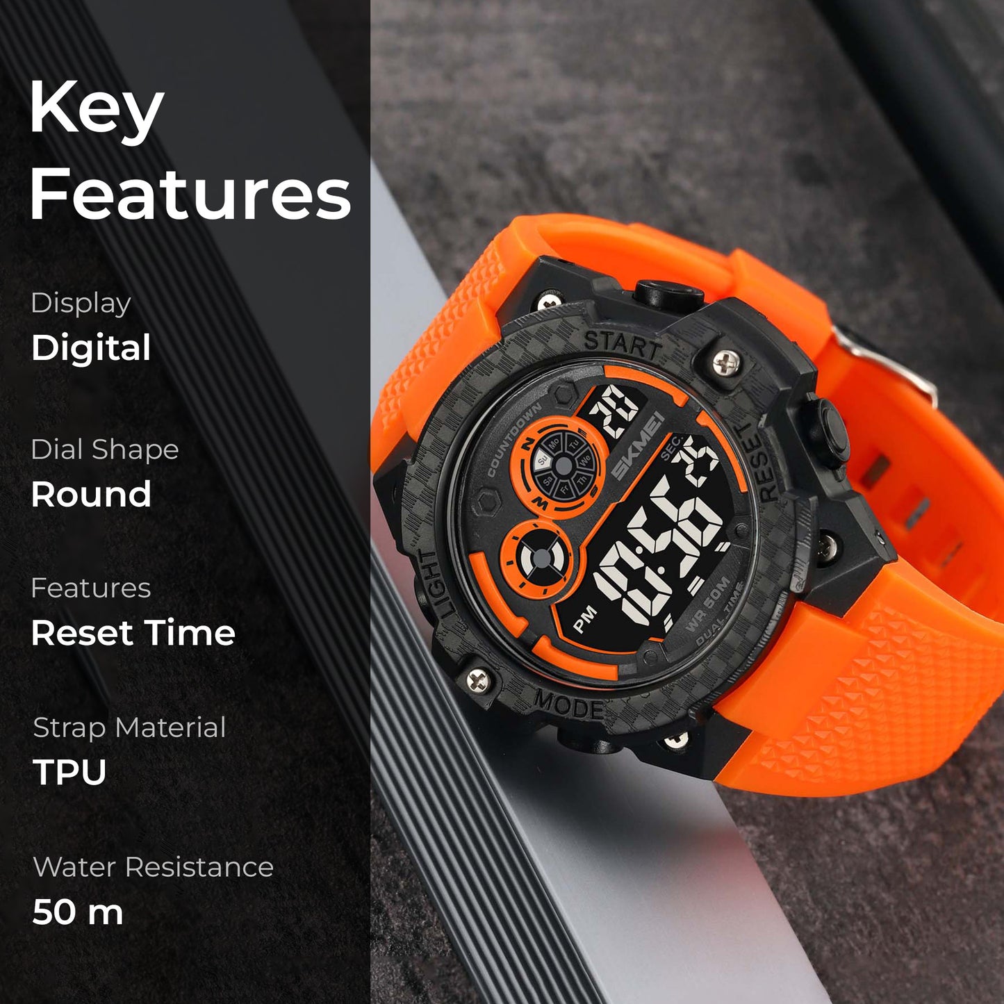 Skmei Digital Dial TPU Strap Watch for Men - 2337