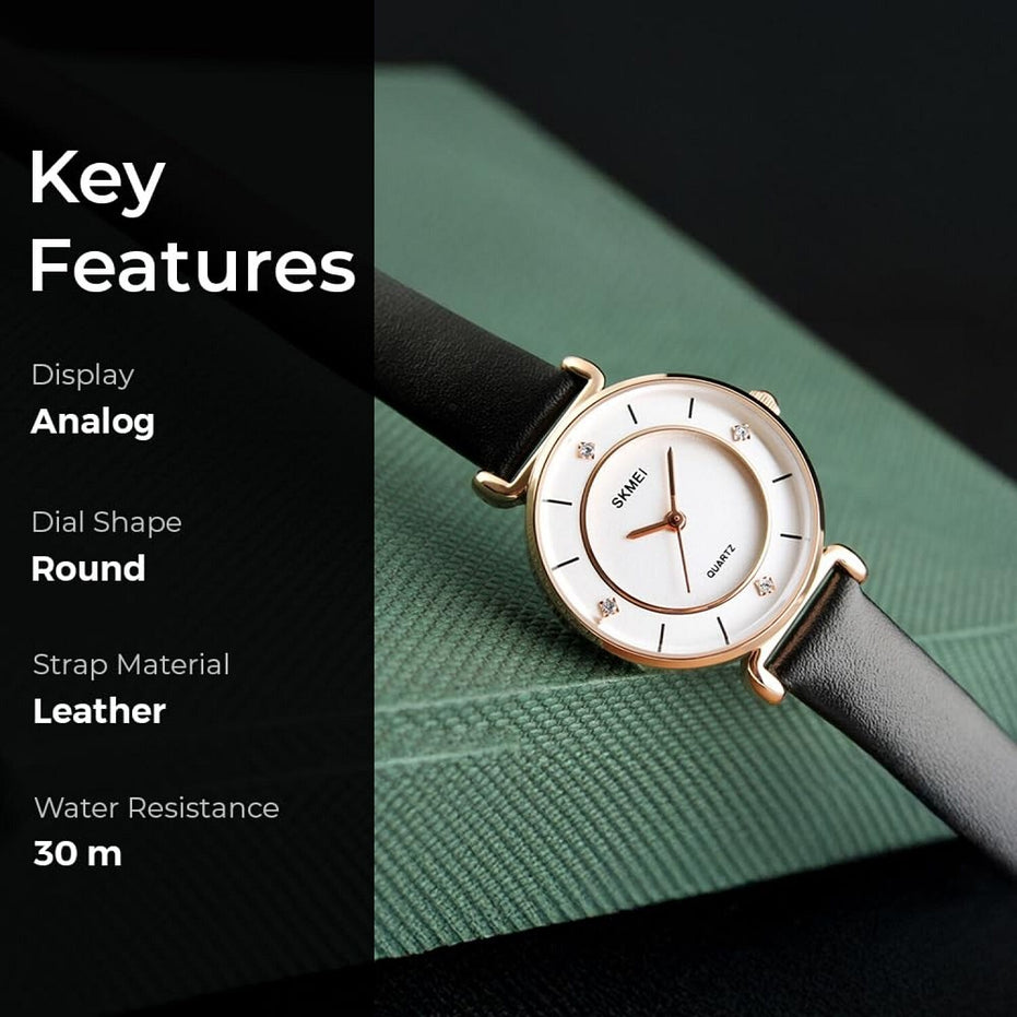Analog Watch for Women with Gold Mesh Leather Strap and Round Dial for Casual & Formal Wear