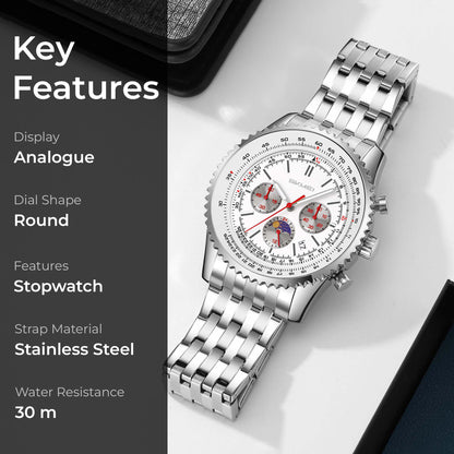 Skmei Quartz Analog Dial Stainless Steel Strap Watch for Men - 9348