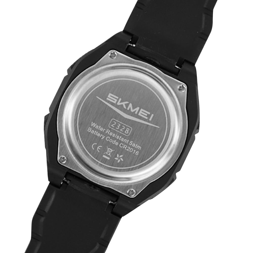 Rugged Analog Digital Sports Watch with Patterned Strap for men