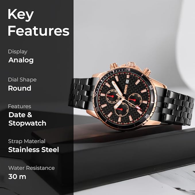 Men’s Analog Chronograph Watch with Date Display, Stainless Steel Strap, White Dial – Luxury Casual & Formal Wear