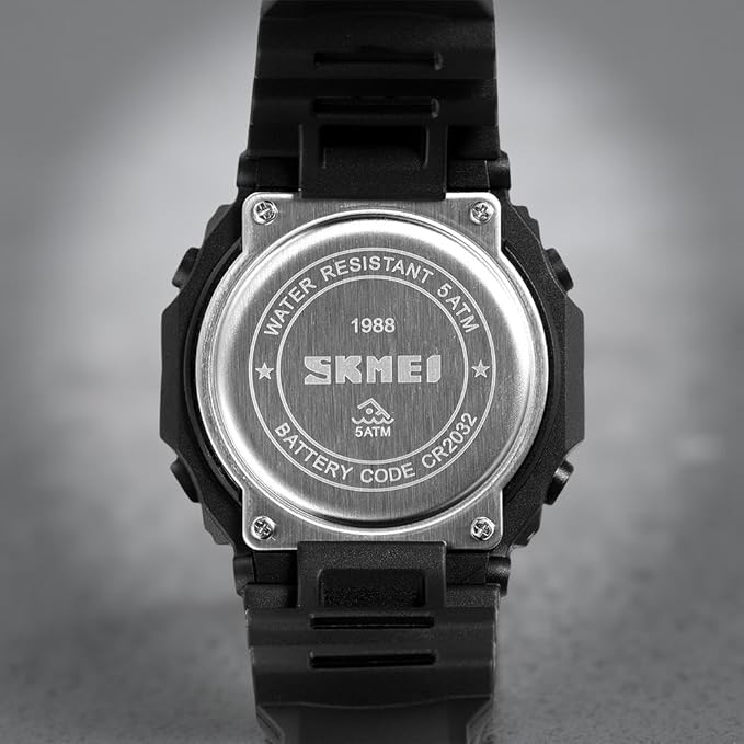 Stylish Digital Sports Watch for Men with Square Dial Dual Time Alarm Stopwatch Luminous Display and Durable Strap