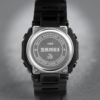 Stylish Digital Sports Watch for Men with Square Dial Dual Time Alarm Stopwatch Luminous Display and Durable Strap