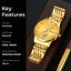 Analog Watch for Men with Gold Stainless Steel Strap and Round Dial for Casual & Formal Wear