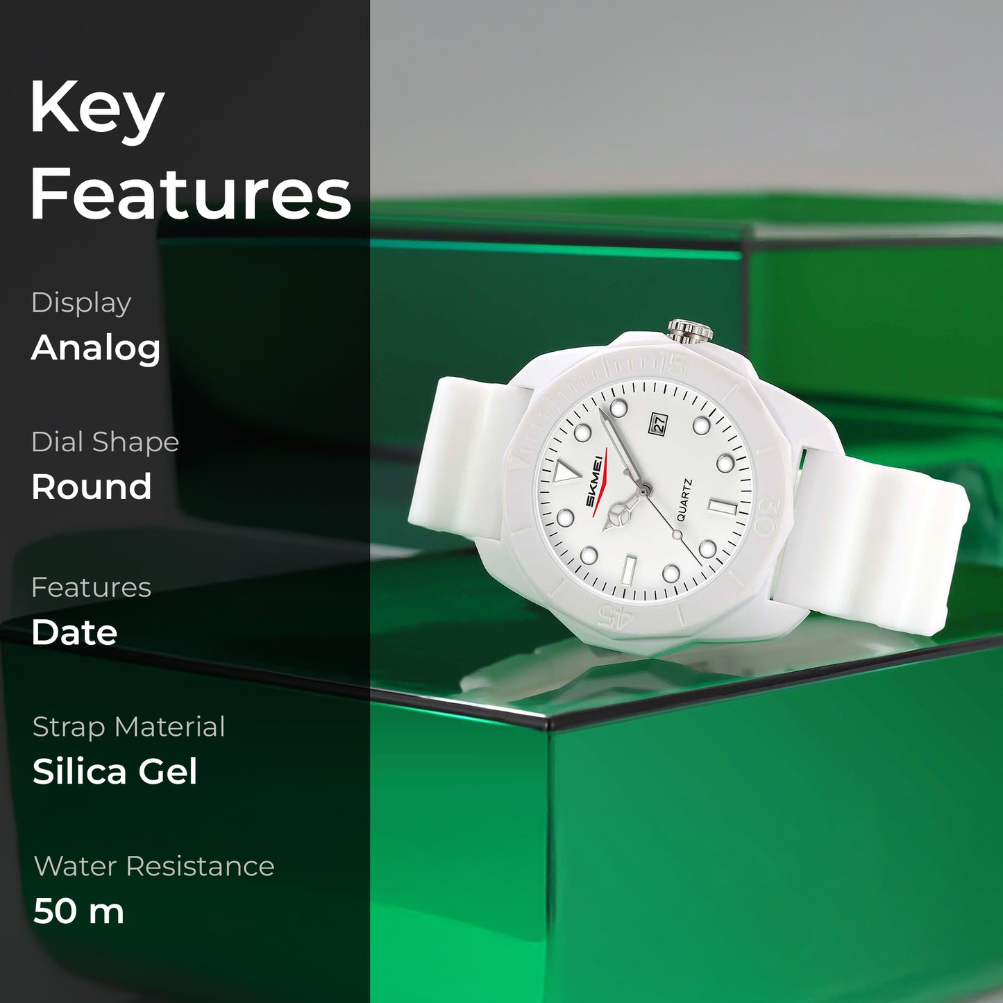 Skmei Quartz Analog Black Dial Silicone Strap Watch for Men - 2393