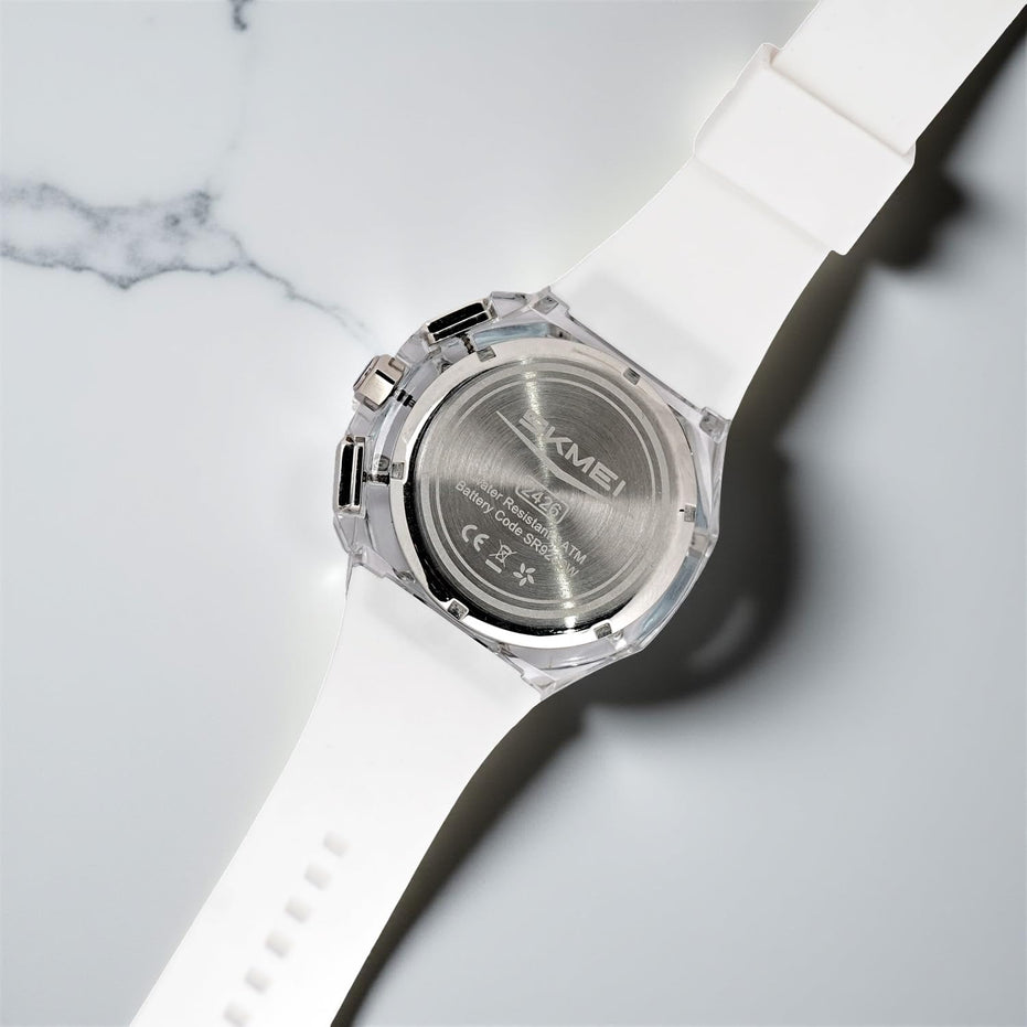 Analog Watch for Men with White Silicone Strap and Round Dial for Casual & Formal Wear