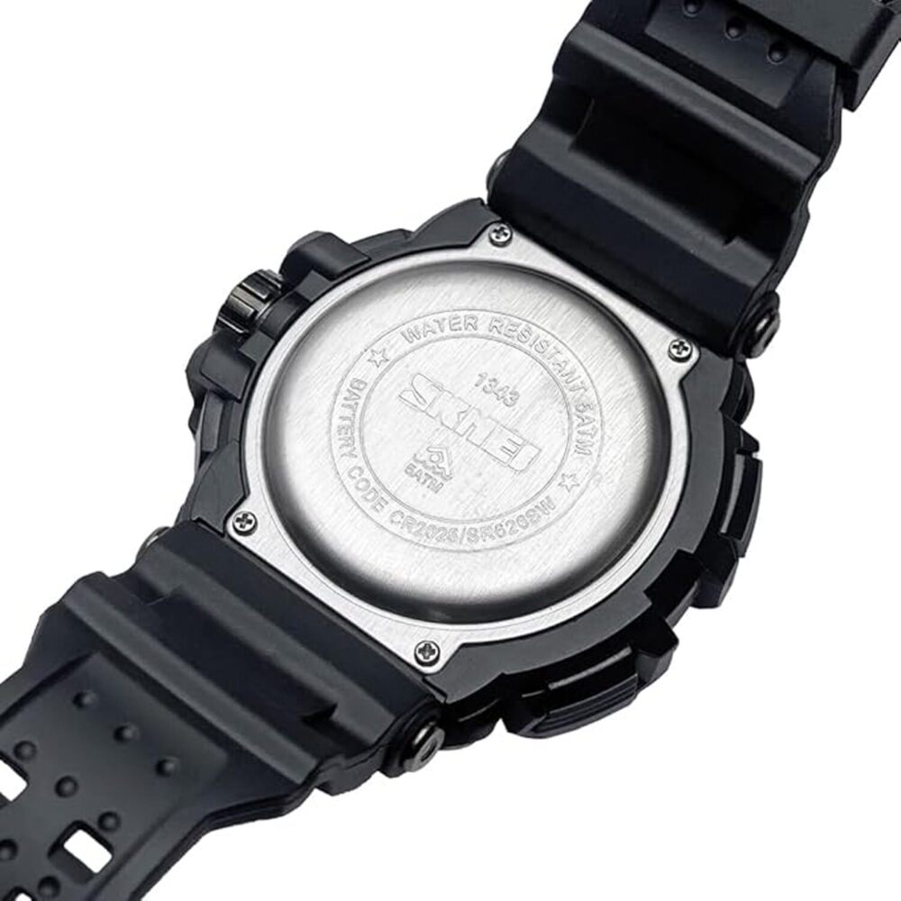 Rugged Dual Display Sports Wrist Watch with Resin Strap For Men