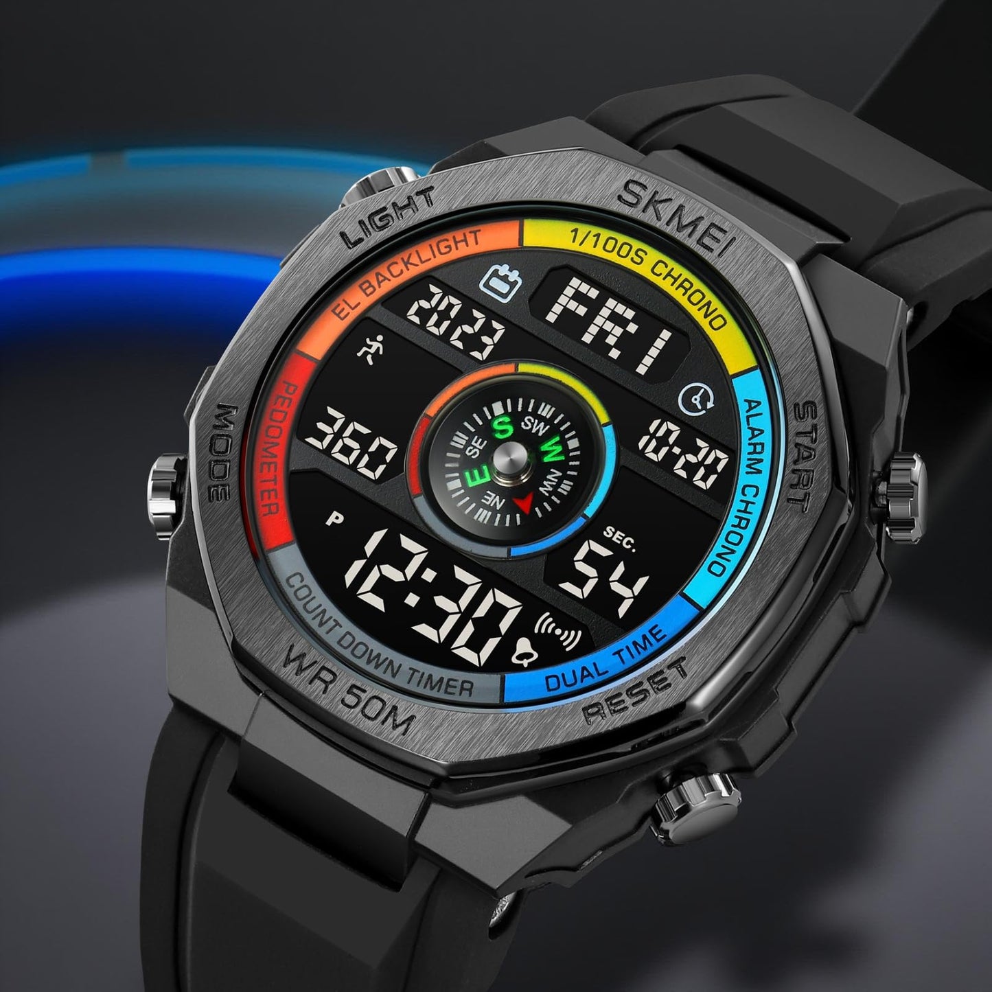 Smart Digital Sports Watch for Men with Multi Function Display and Rugged Outdoor Design
