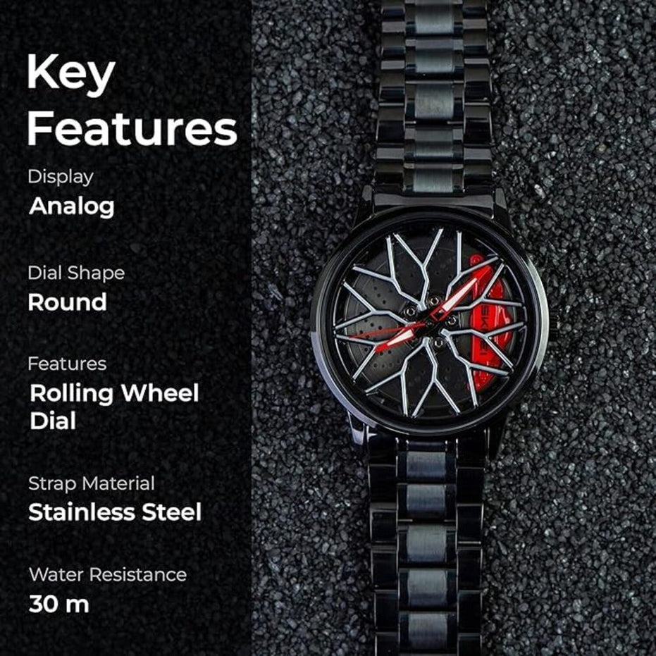 Rolling Watch for Men with Black Metal Strap and Round Dial for Casual & Formal Wear
