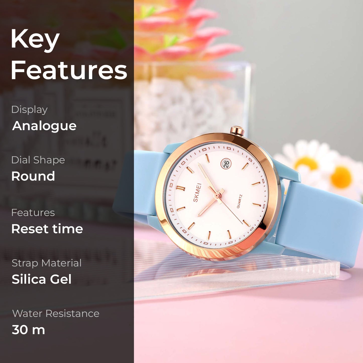 Skmei Quartz Analog Dial Silica Gel Strap Watch for Women - 2319