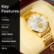 Analog Watch for Men with Gold Stainless Steel Strap and Round Dial for Casual & Formal Wear