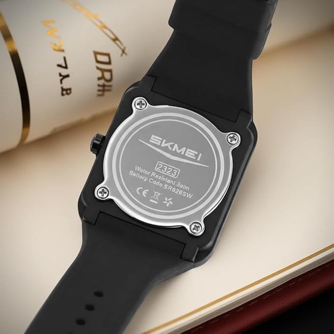 Minimalist Rectangular Analog Wrist Watch with Silicone Strap for Women