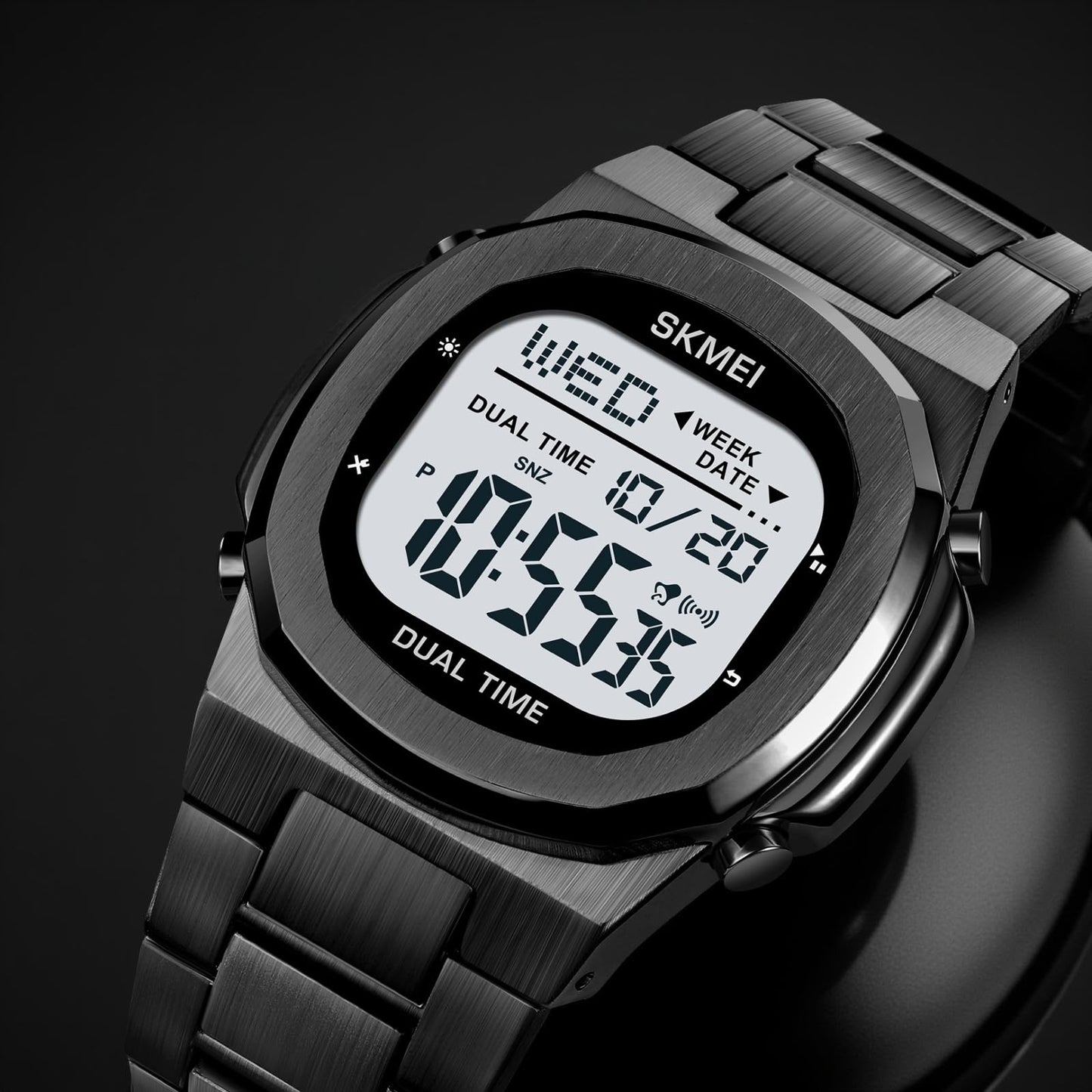 Premium Digital Sports Watch for Men with Stainless Steel Strap, Waterproof Style Wrist Watch for Casual Outdoor and Daily Wear