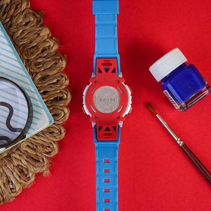 Kids Sports Multi Function Digital Watch, Multicolor Dial Sky ABS Case Kid's Watch, PU Rubber Strap Band, Waterproof LED Light Children Wristwatch