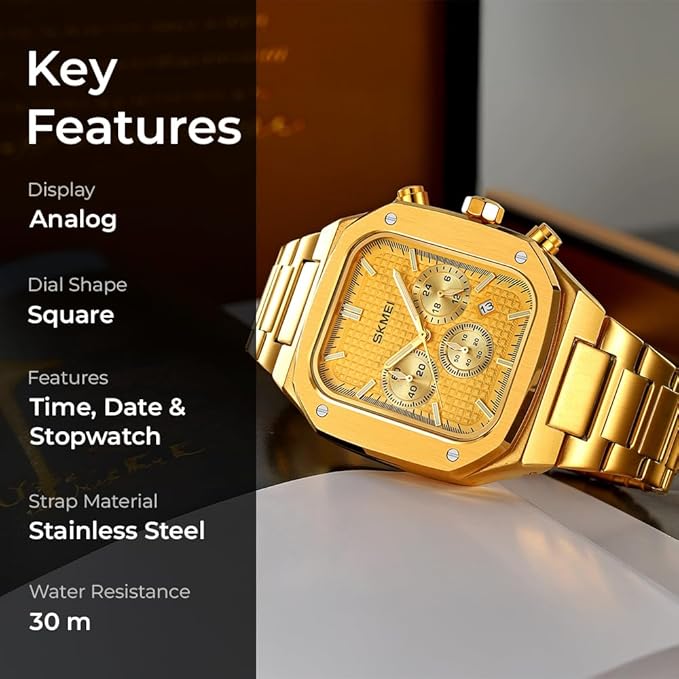 Luxury Chronograph Style Analog Watch for Men with Premium Metal Strap and Bold Designer Dial