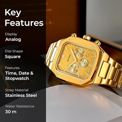 Luxury Chronograph Style Analog Watch for Men with Premium Metal Strap and Bold Designer Dial