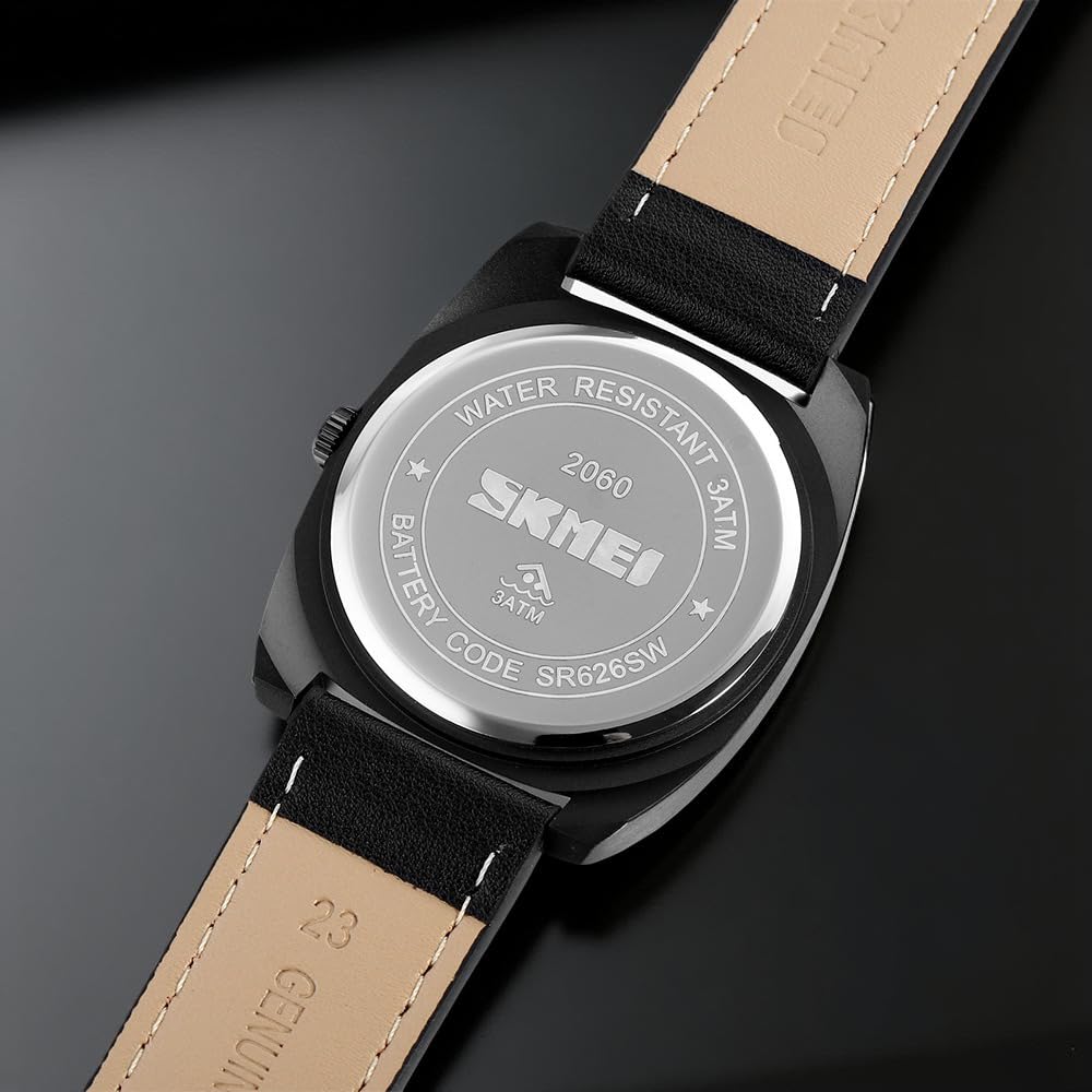 Premium Analog Wristwatch with Textured Dial and Classic Leather Strap